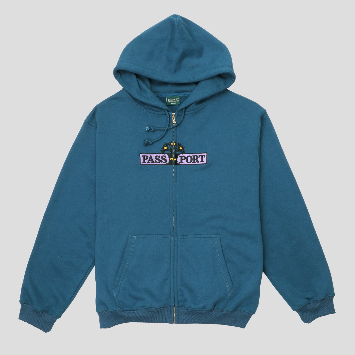 【PASSPORT】 ORGANIC EMBROIDERY HOODIE  BLUE Pass~Port Cowpoke Organic Fleece Zip Hoodie - Powder Blue