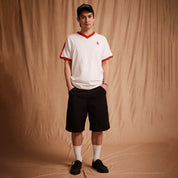 Pass~Port Workers Stripe Organic Cotton Jersey - White / Red