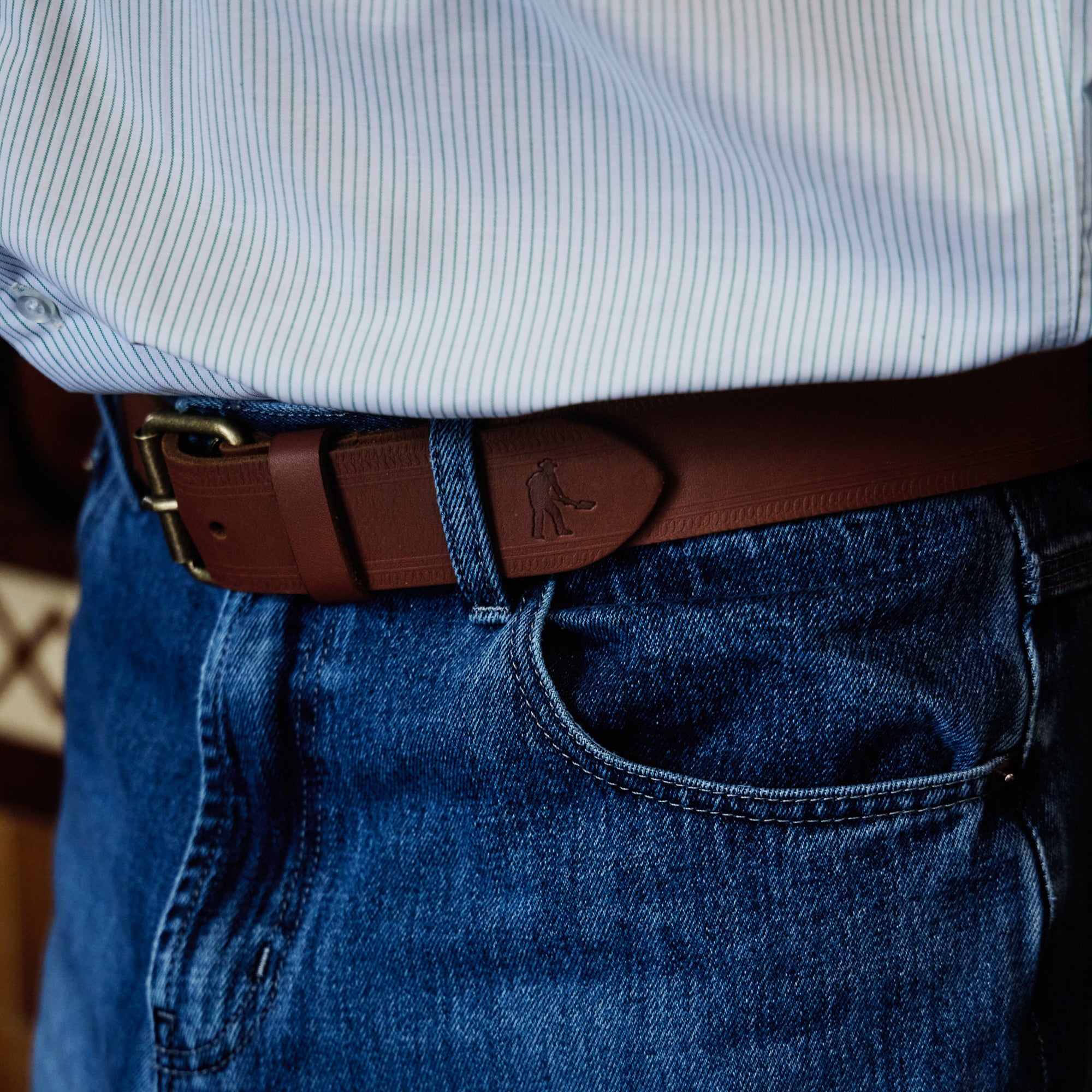 Pass~Port Australian Manufactured Embossed Belt - Brown