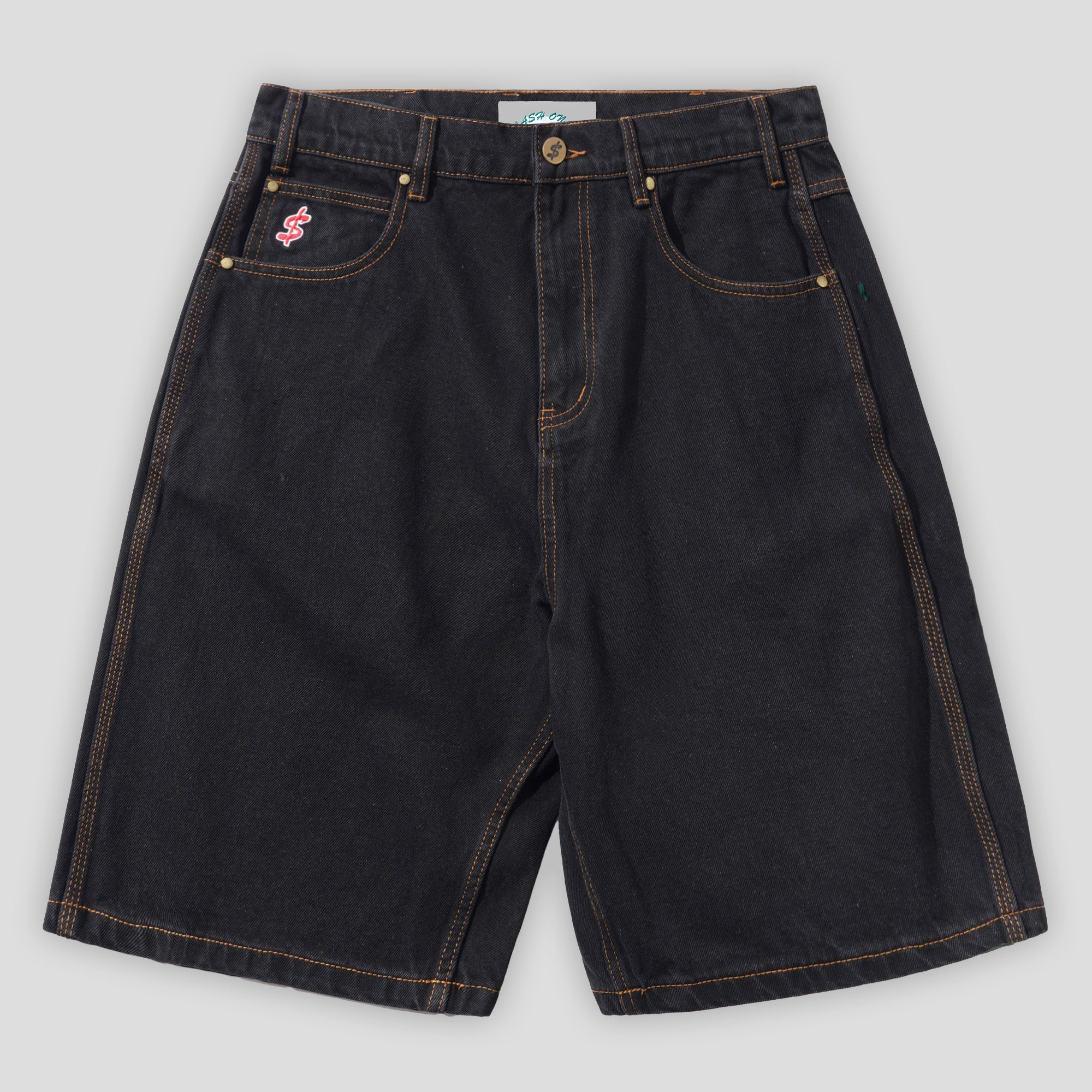 Cash Only Logo Denim Shorts - Washed Black – Pass~Port
