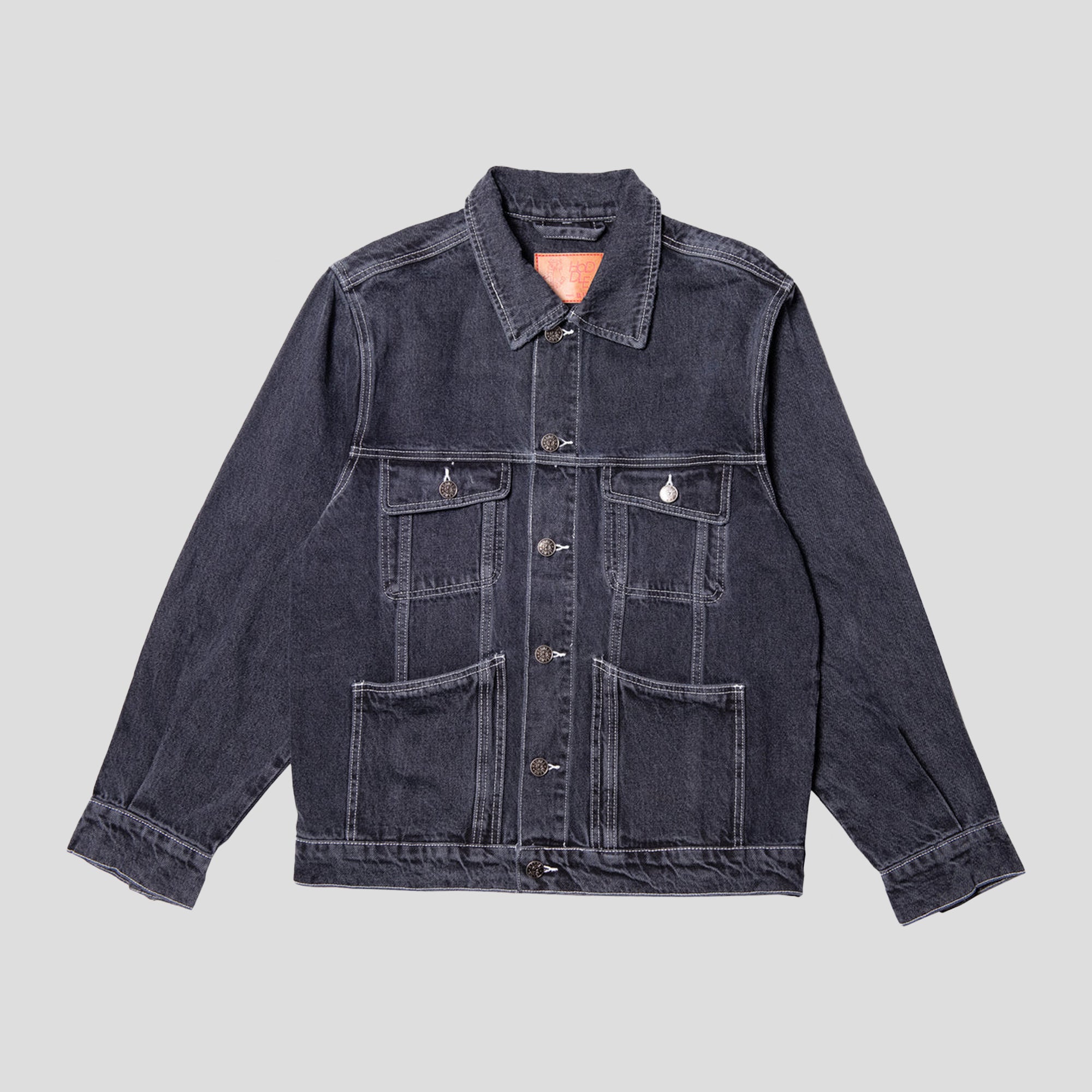 Faded denim hot sale trucker jacket