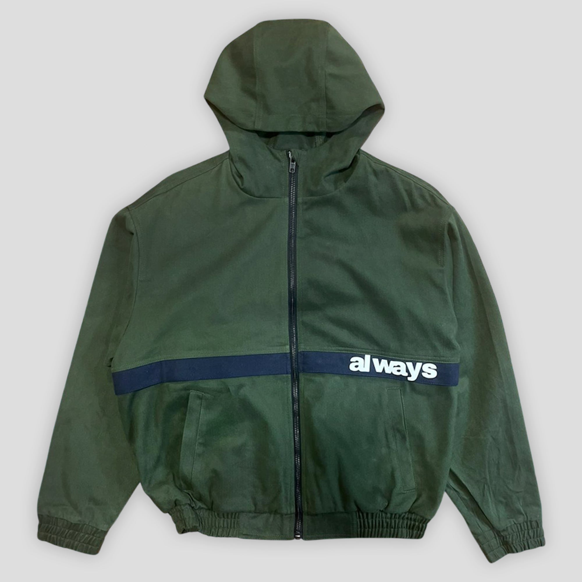 Always Do What You Should Do Two Tone Canvas Bomber Jacket - Green