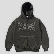 Butter Goods Blotch Zip-Thru Hood - Washed Black