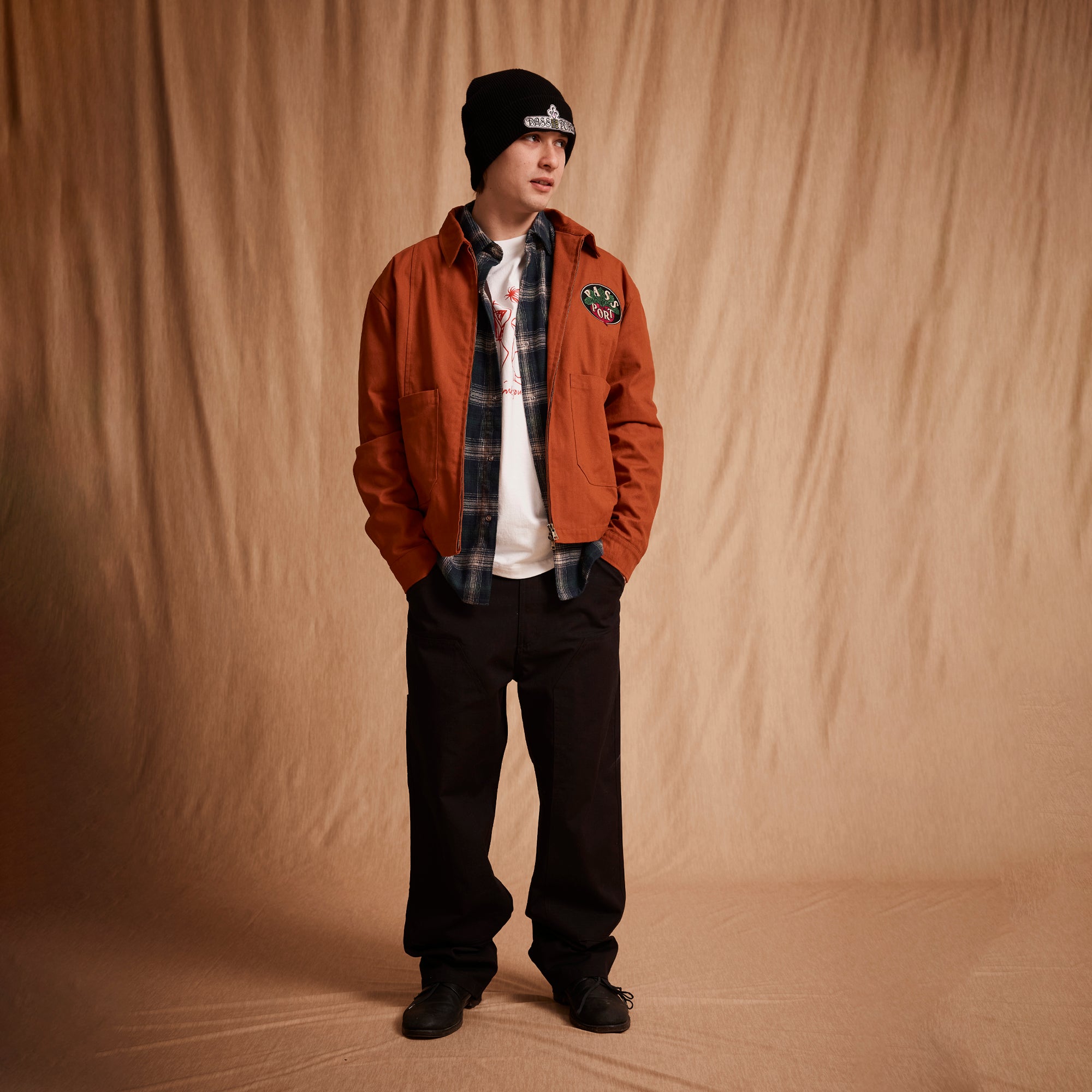 Pass~Port Radish Herringbone Workers Jacket - Deep Rust