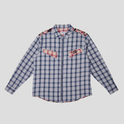 Hoddle Skyline Zip Up Flannel Shirt - Navy Plaid / Red Plaid