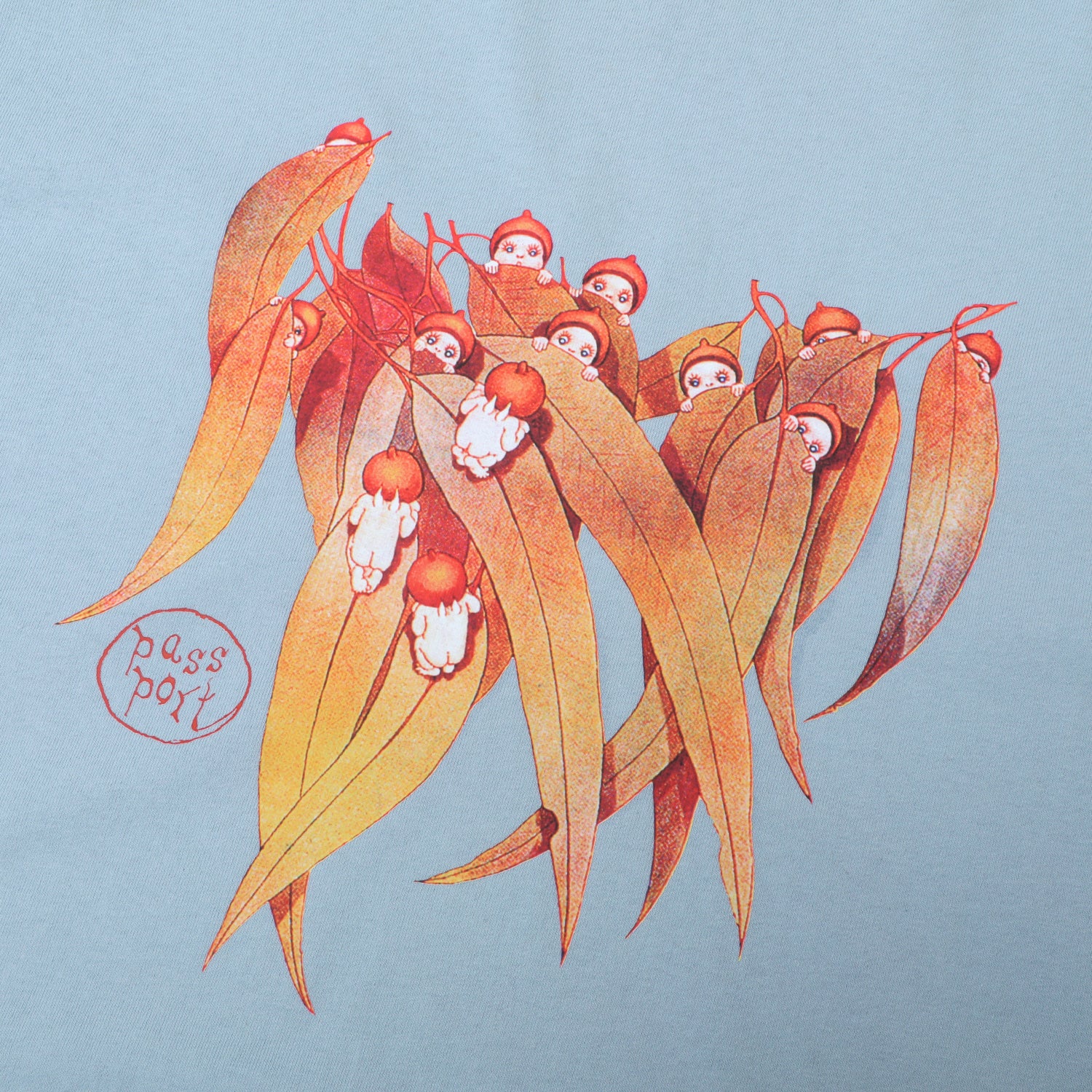 Pass~Port & May Gibbs Gum Leaf Tee - Stonewash Blue