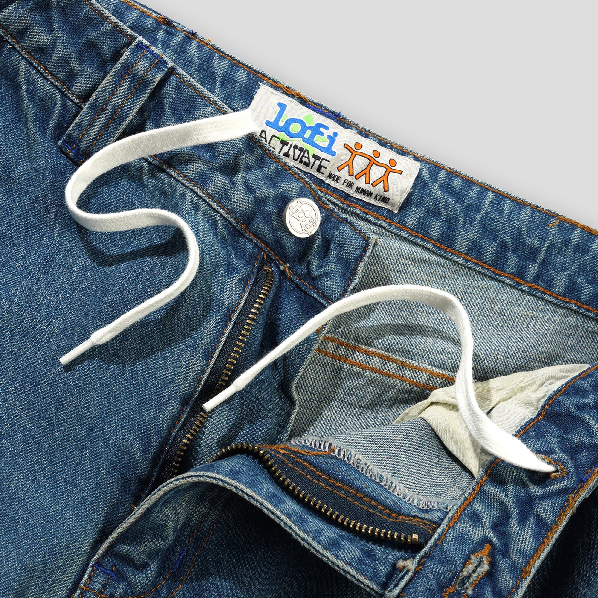 Lo-Fi Activate Pants - Heavy Distressed Indigo