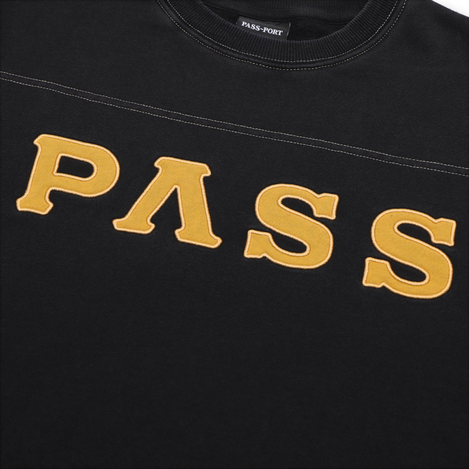 Pass~Port Letterhead Panel Sweater - Washed Black