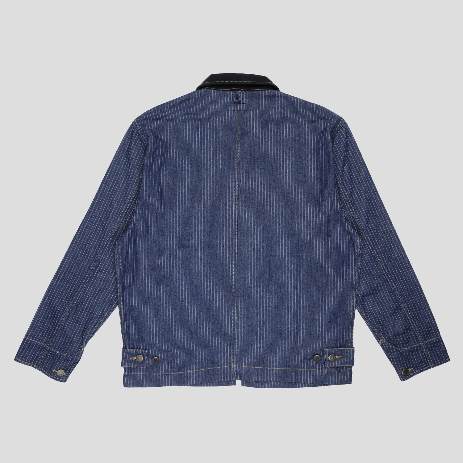 Pass~Port Long Con Striped Denim Packers Jacket - Dark Indigo