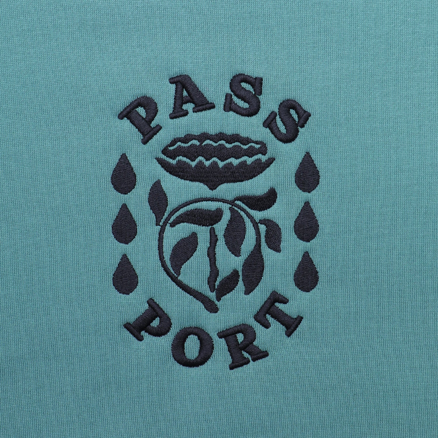 Pass~Port Fountain Embroidery Sweater - Washed Teal