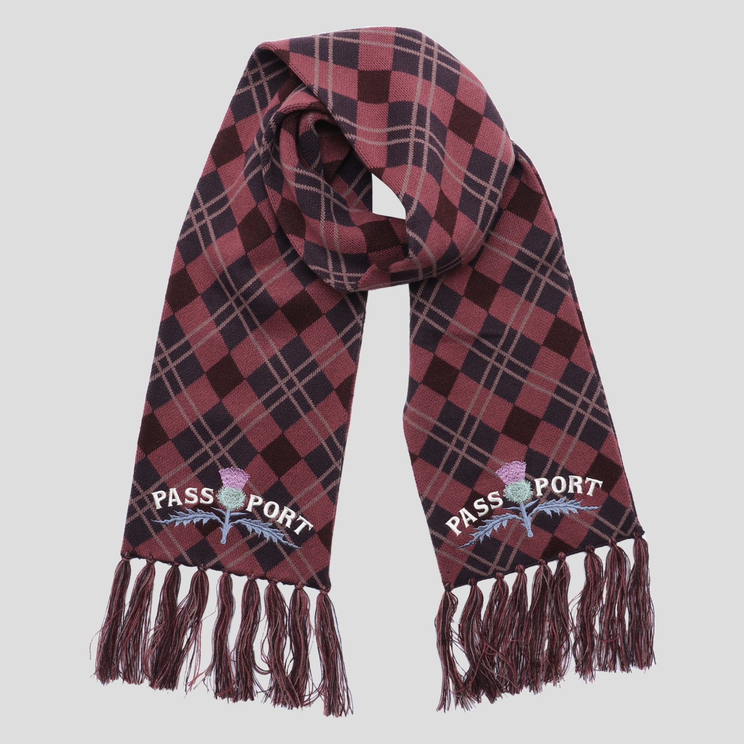 Pass~Port Thistle Scarf - Red Tartan