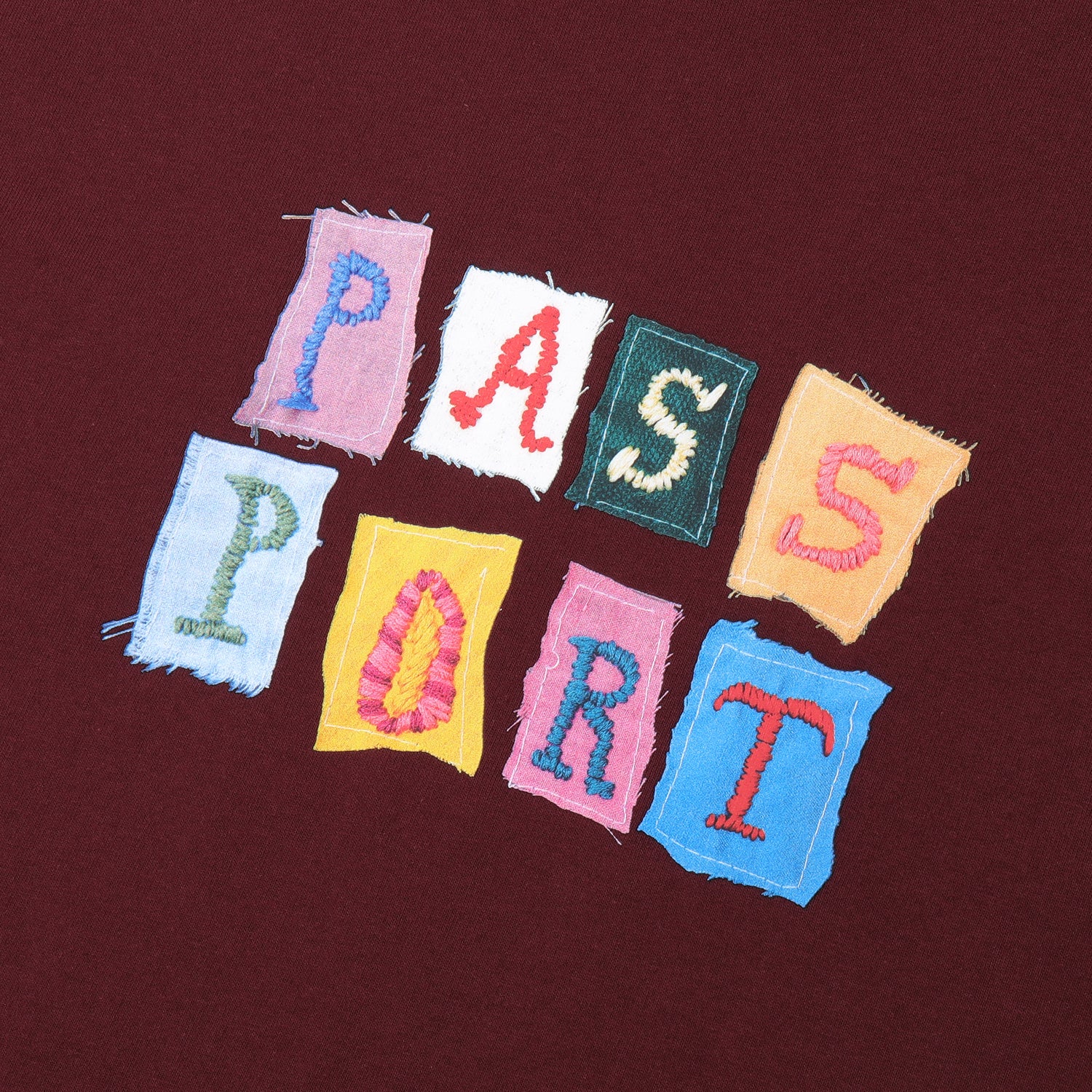 Pass~Port Patchwork Tee - Maroon