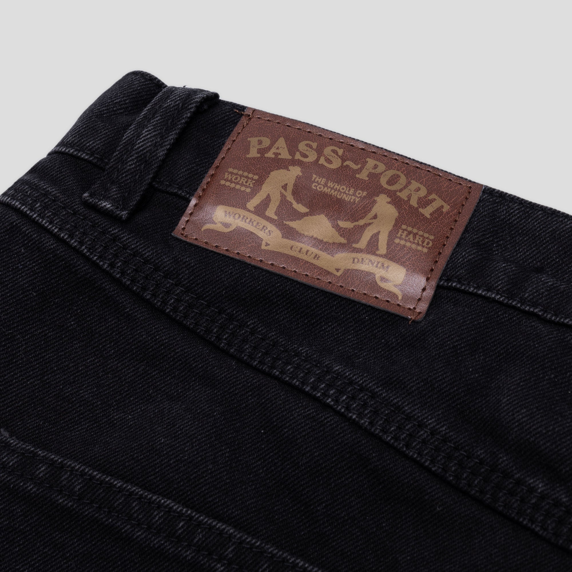 Pass~Port Workers Club Denim Short - Washed Black / Black Stitch
