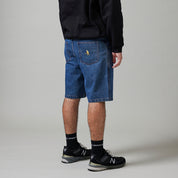 Pass~Port Workers Club Denim Short - Washed Dark Indigo / Maroon Stitch