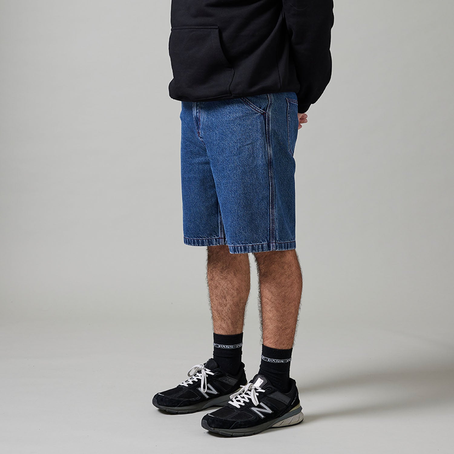 Pass~Port Workers Club Denim Short - Washed Dark Indigo / Maroon Stitch