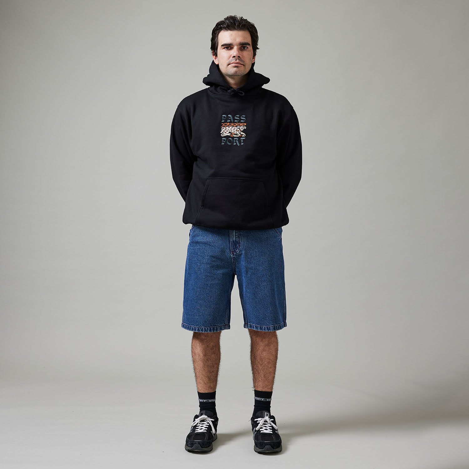 Pass~Port Workers Club Denim Short - Washed Dark Indigo / Maroon Stitch
