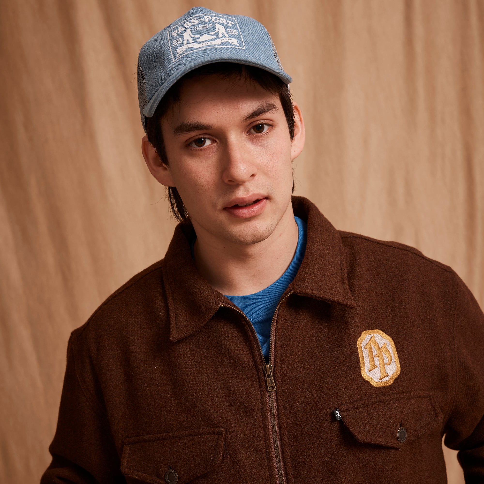 Pass~Port Emblematic Wool Zip Jacket - Brown