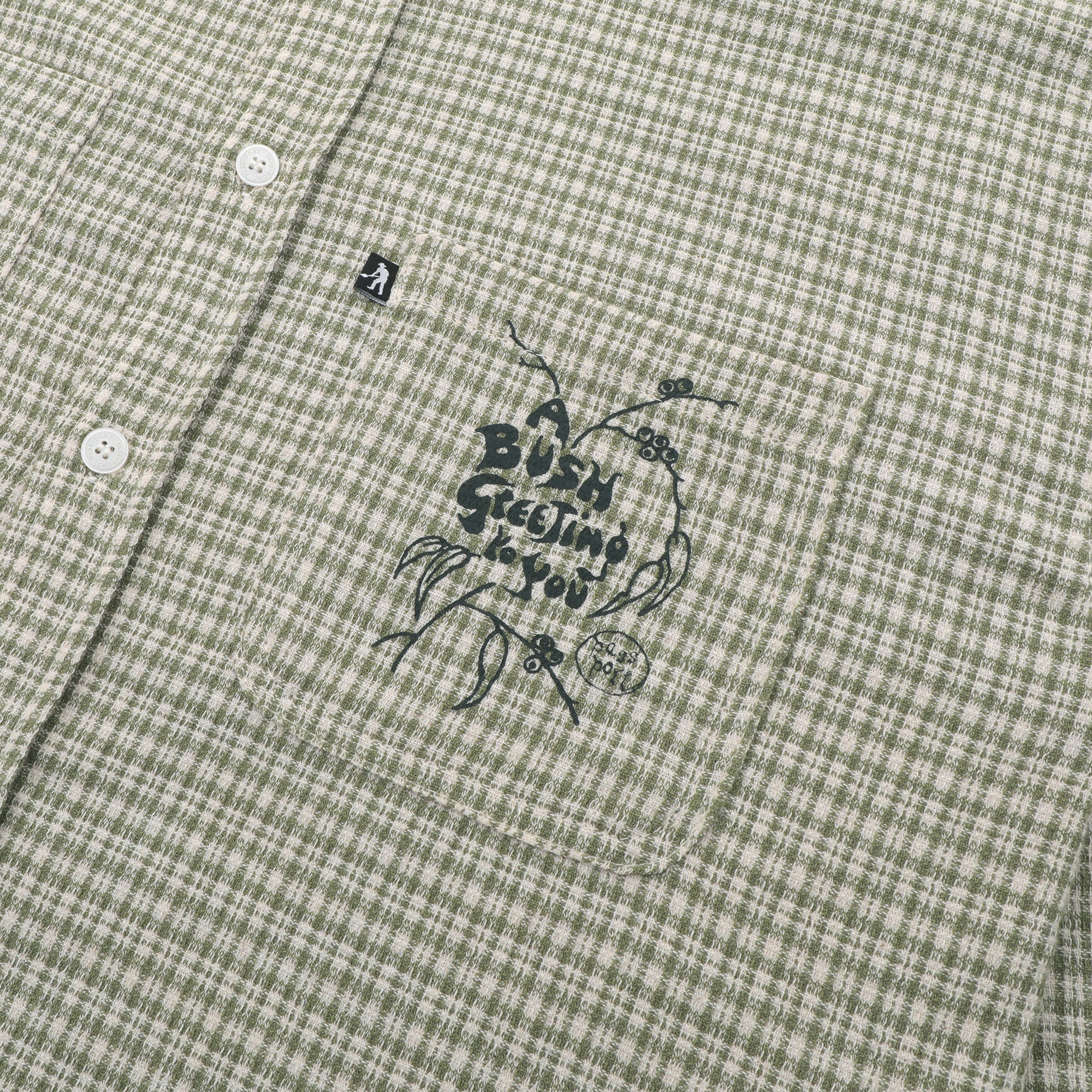 Pass~Port & May Gibbs Bush Greeting Workers Check Long Sleeve Shirt - Moss Green