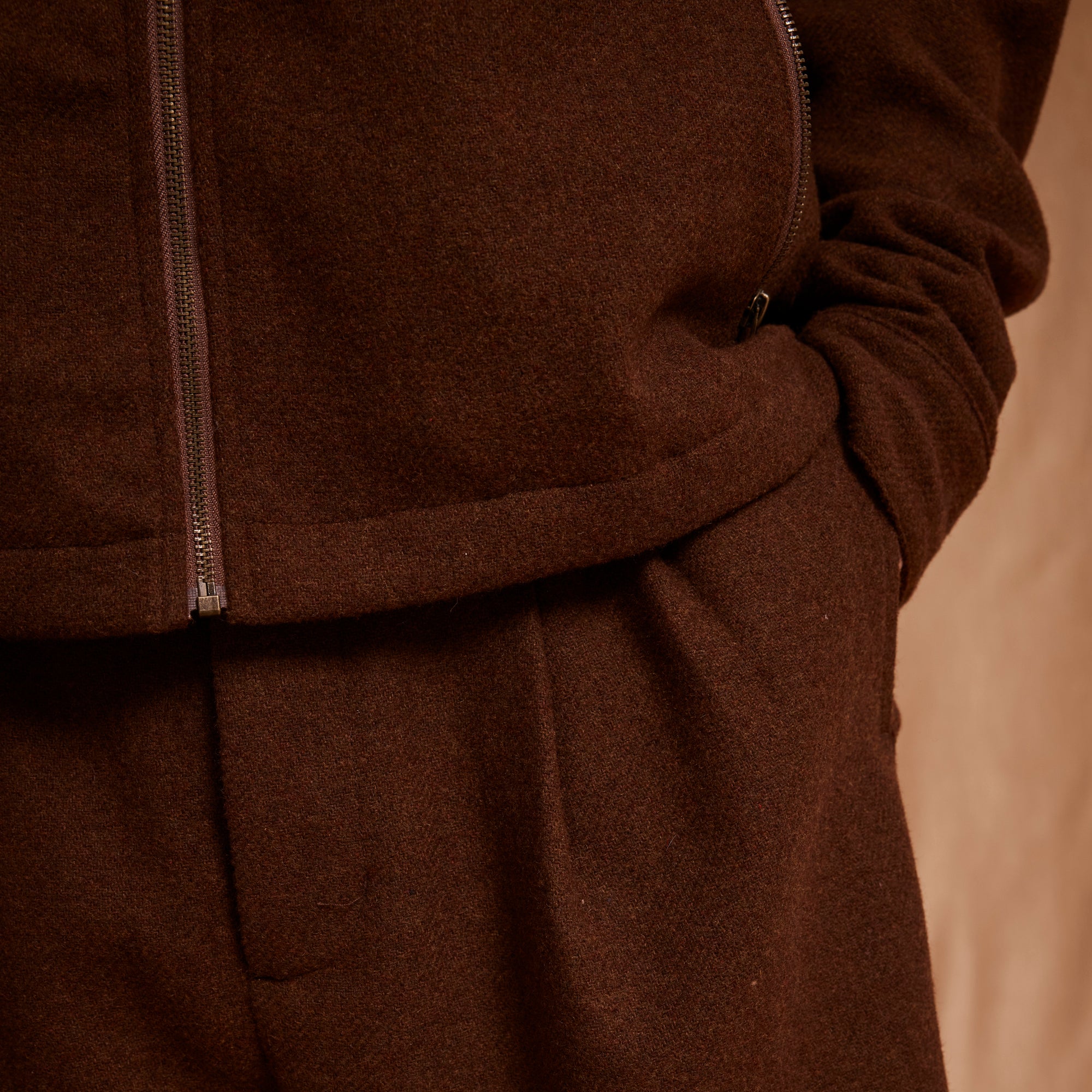 Pass~Port Emblematic Wool Zip Jacket - Brown