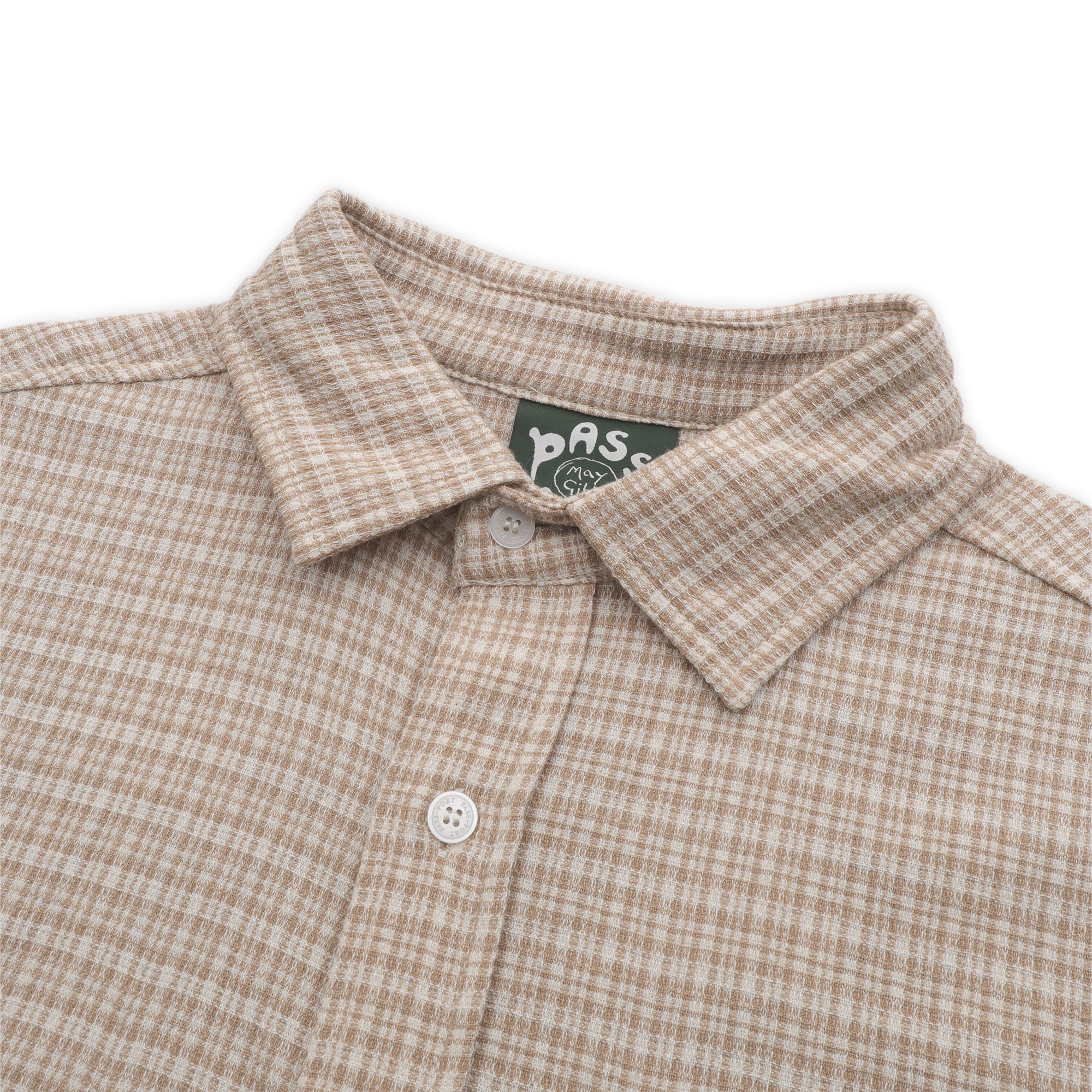 Pass~Port & May Gibbs Bush Greeting Workers Check Short Sleeve Shirt - Tan