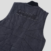 Hoddle Zip Up Carpenter Vest - Black Denim Wash