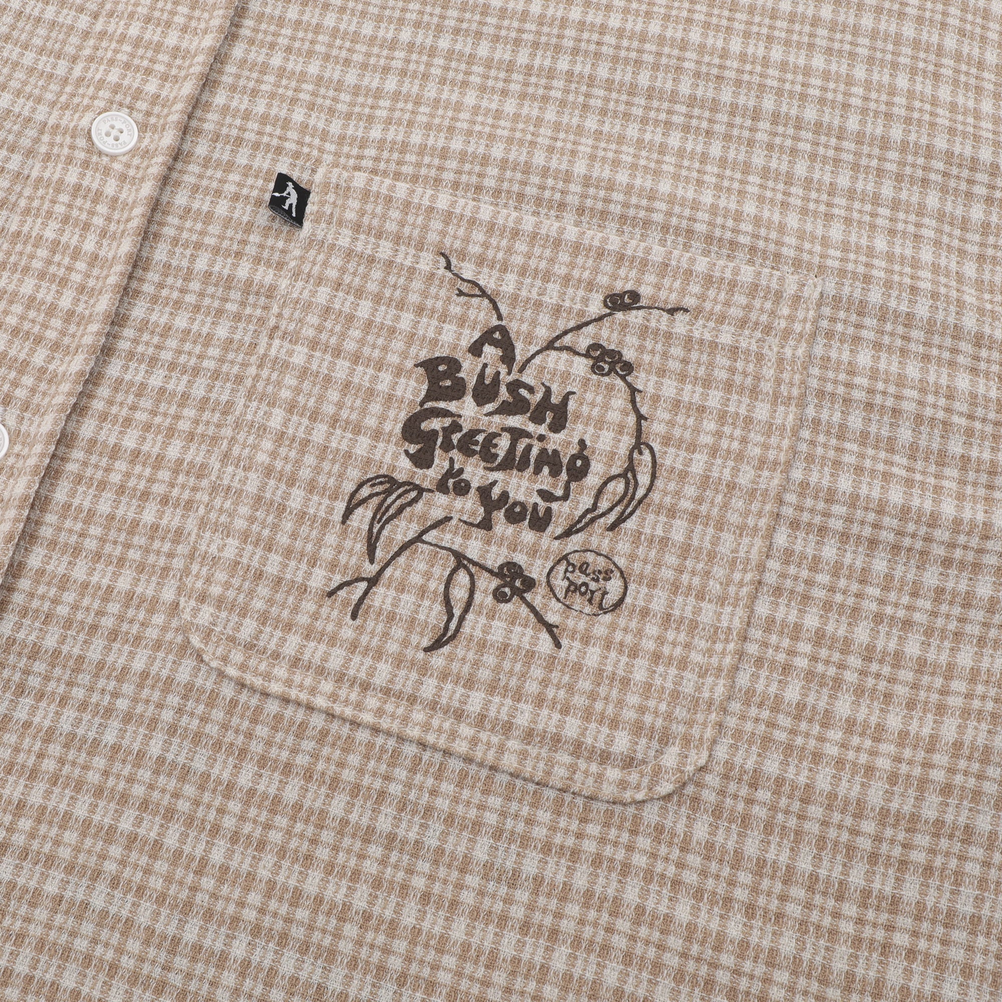 Pass~Port & May Gibbs Bush Greeting Workers Check Long Sleeve Shirt - Tan