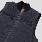 Hoddle Zip Up Carpenter Vest - Black Denim Wash