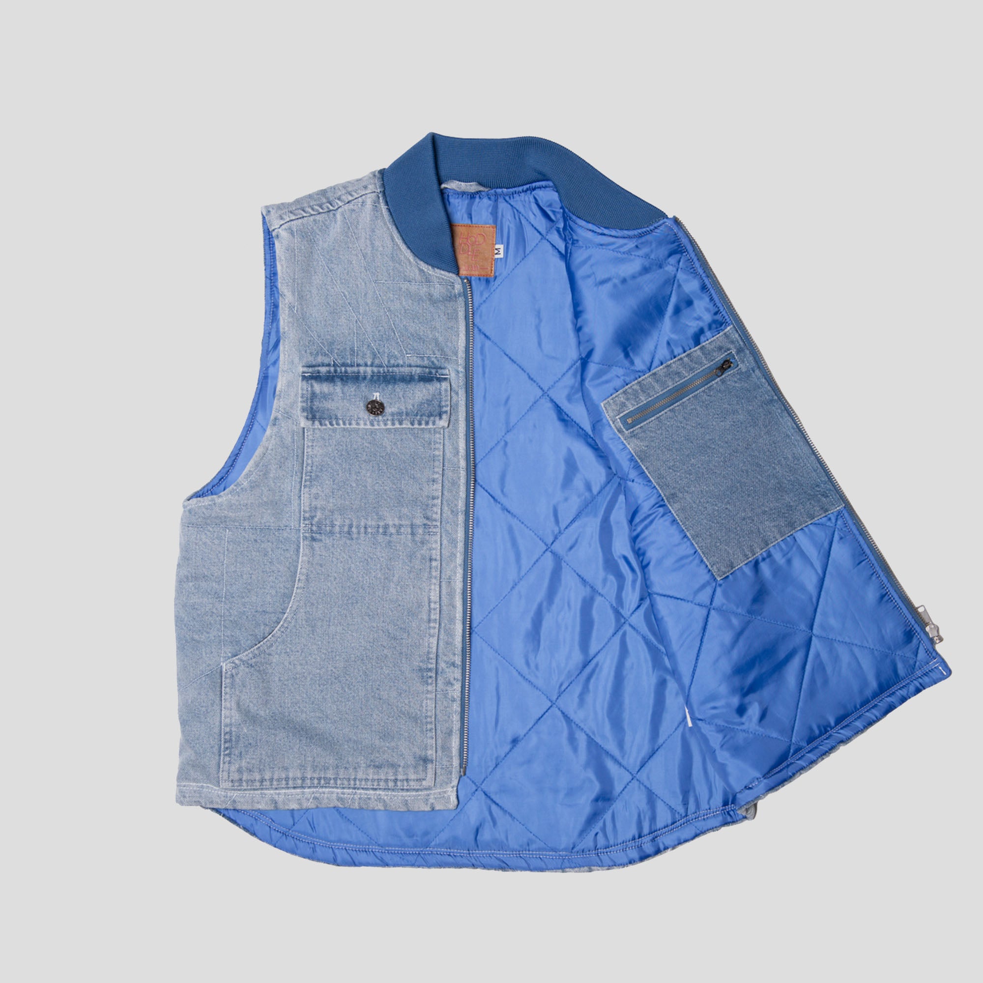 Hoddle Zip Up Carpenter Vest - Blue Denim Wash – Pass~Port