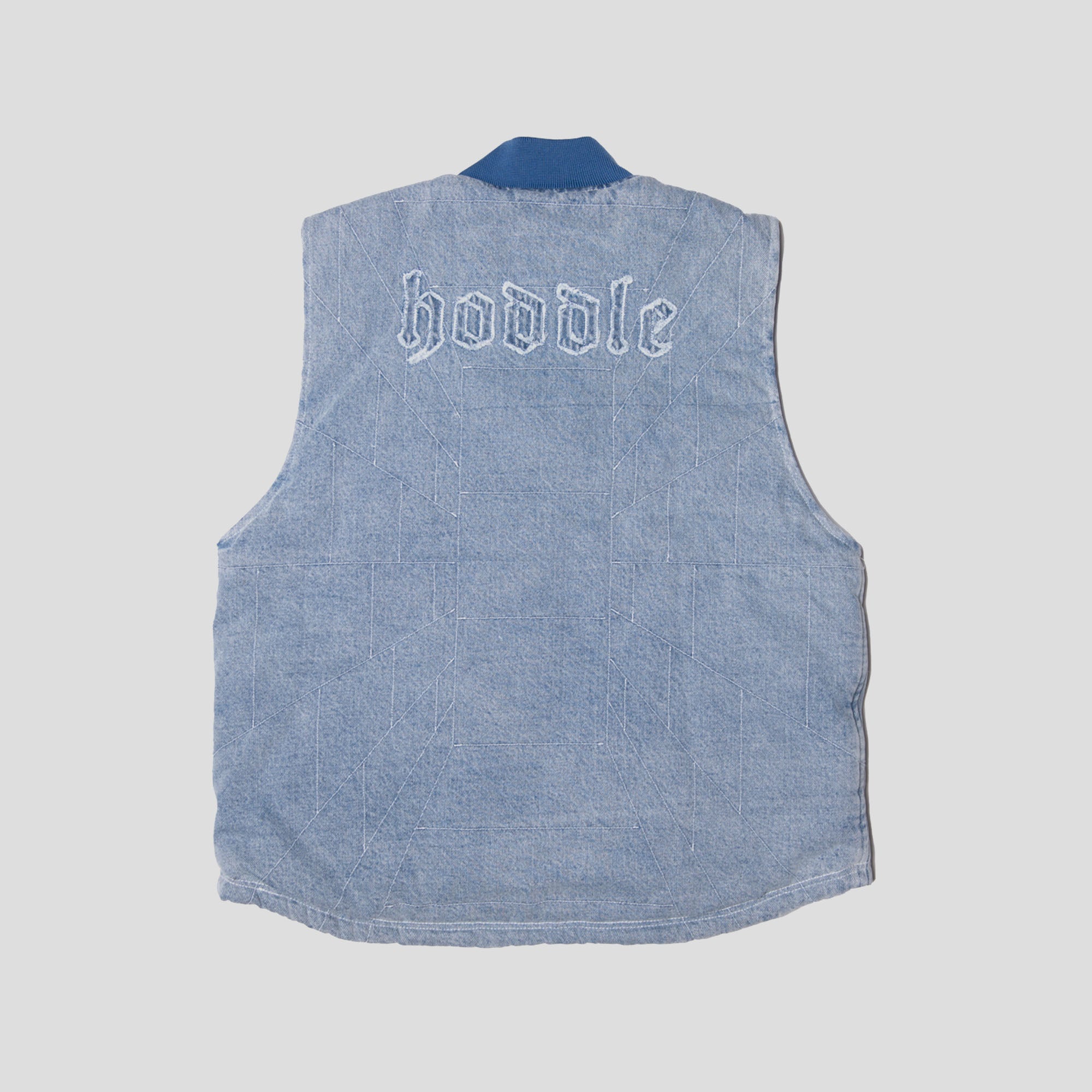 Hoddle Zip Up Carpenter Vest - Blue Denim Wash