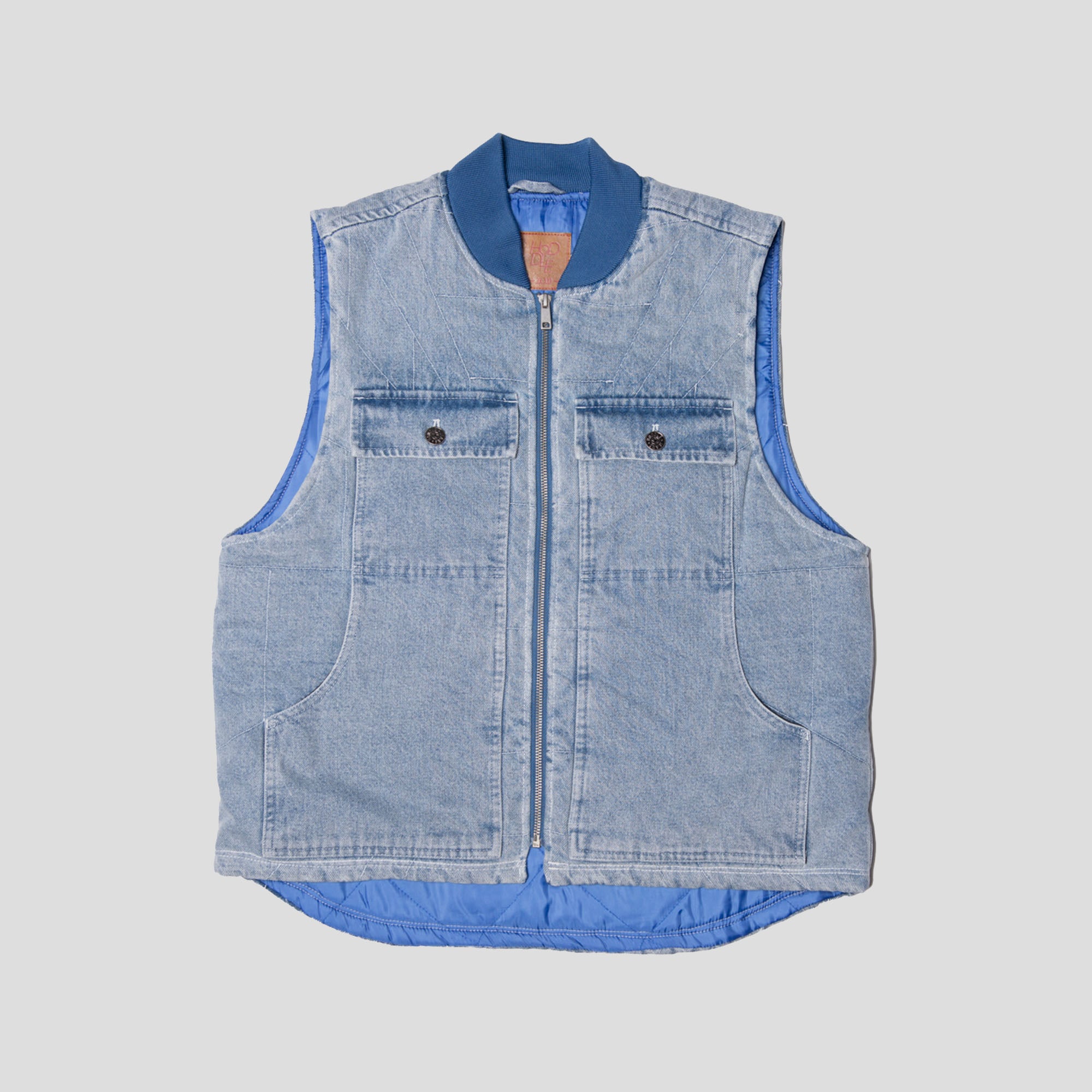 Hoddle Zip Up Carpenter Vest - Blue Denim Wash – Pass~Port