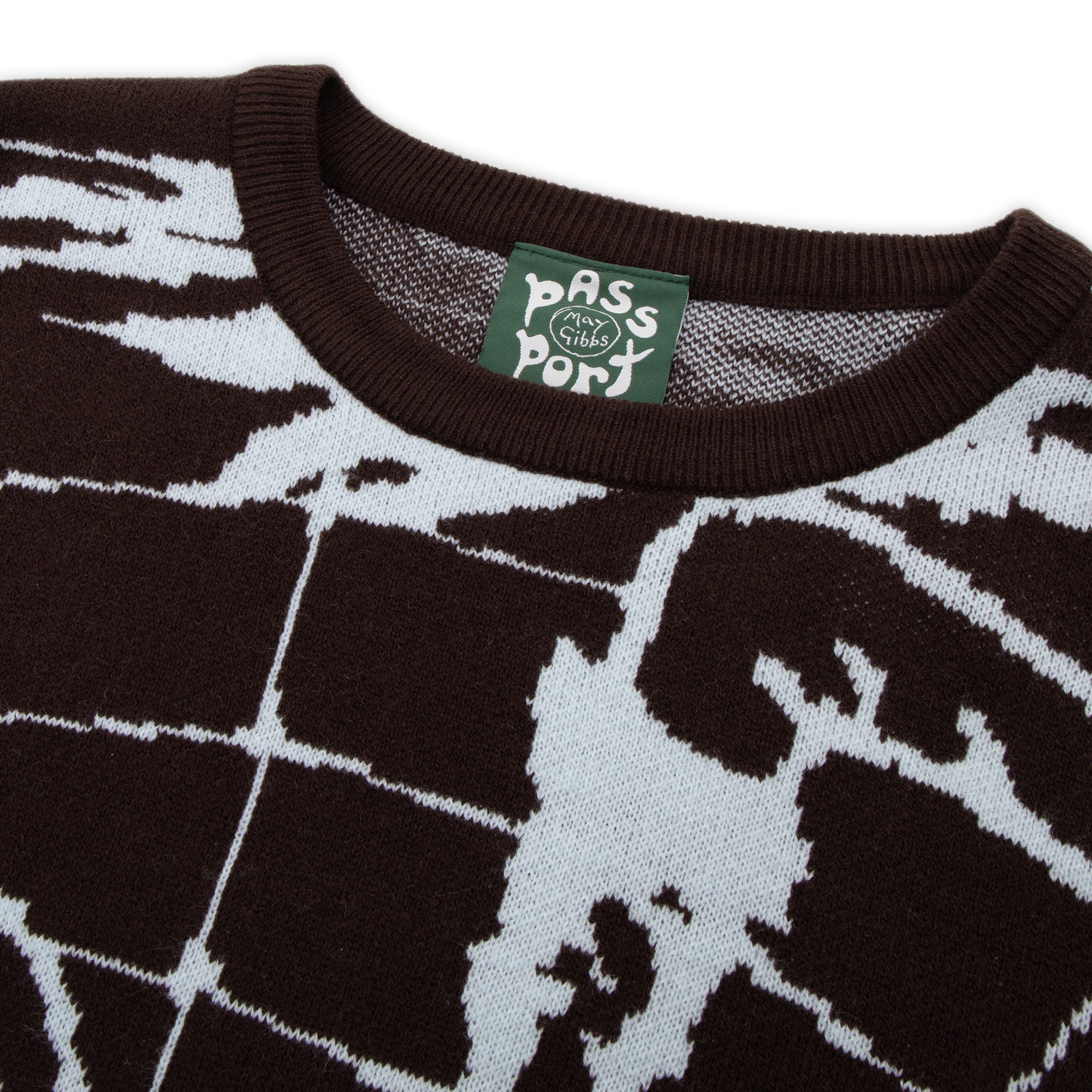 Pass~Port & May Gibbs Webbed Bed Knit Sweater - Baby Blue / Dark Choc