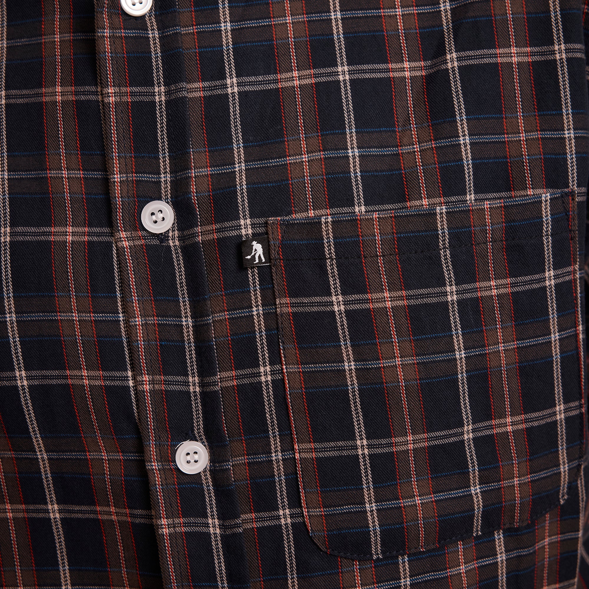 Pass~Port Workers Check Long Sleeve Shirt - Navy