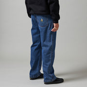 Pass~Port Workers Club Denim Jean - Washed Dark Indigo / Maroon Stitch