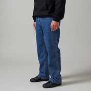 Pass~Port Workers Club Denim Jean - Washed Dark Indigo / Maroon Stitch