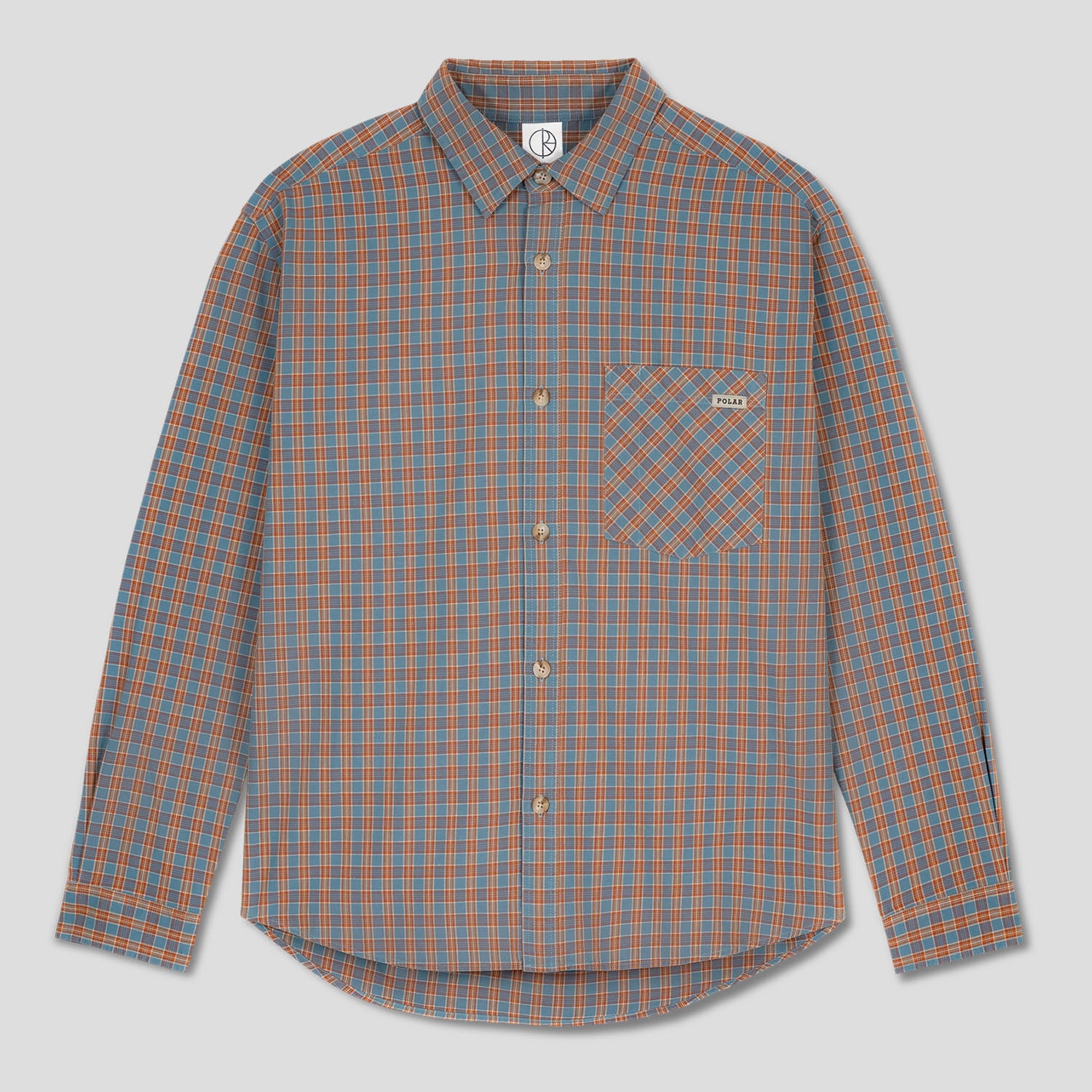 Polar Skate Co. Mitchell Long Sleeve Shirt - Blue / Rust