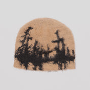 Hoddle Faux Mohair Skull Beanie - Tan / Black