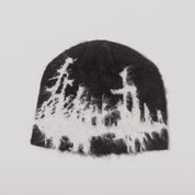 Hoddle Faux Mohair Skull Beanie - Black / White