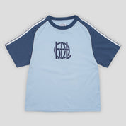 Hoddle Logo Warped Jersey Tee - Blue