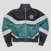 Hoddle Velour Track Top - Green / Black