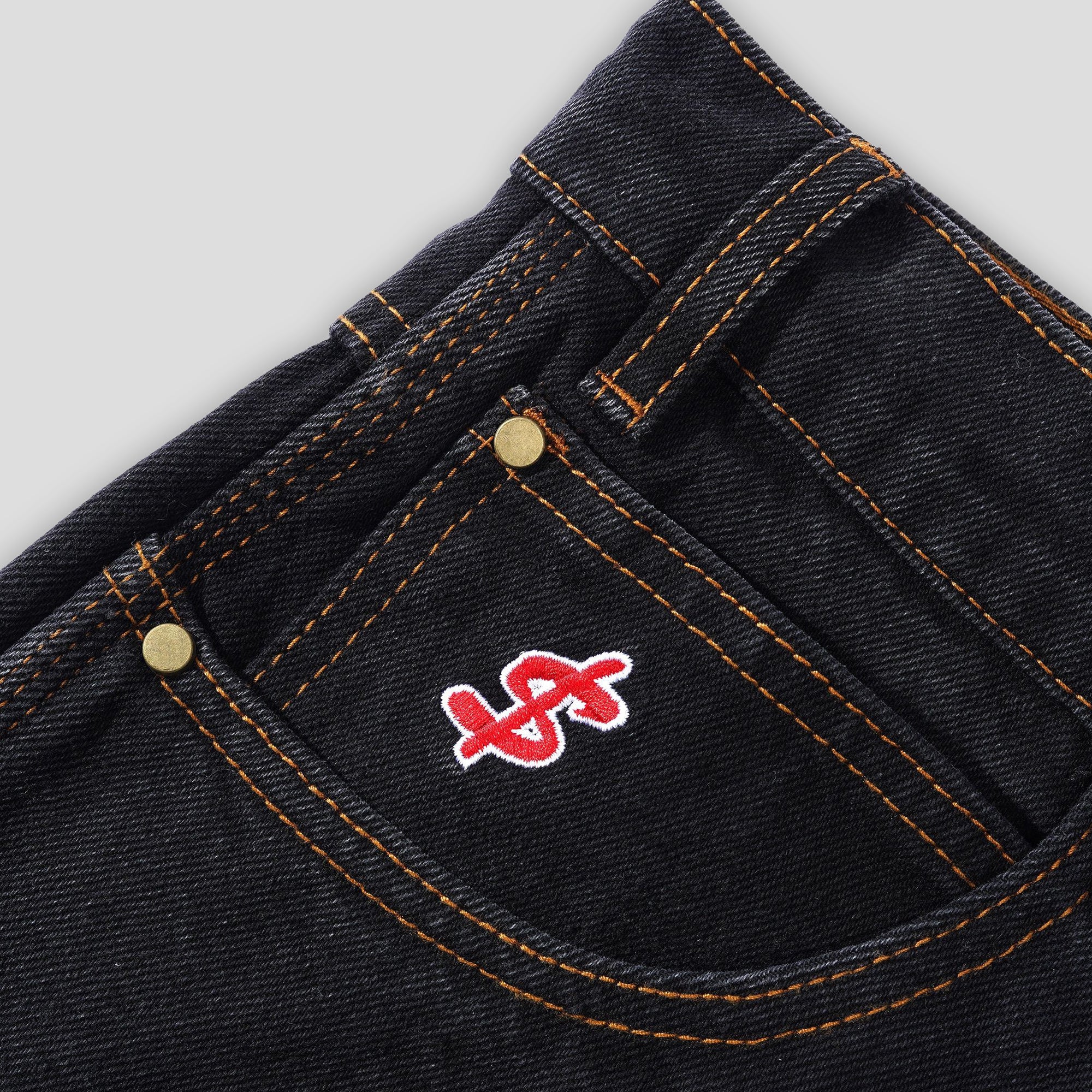パンツ CASH ONLY BAGGY DENIMJEANS WASHED BLACK Cash Only Baggy Jeans - Washed Black / Gold | Flatspot