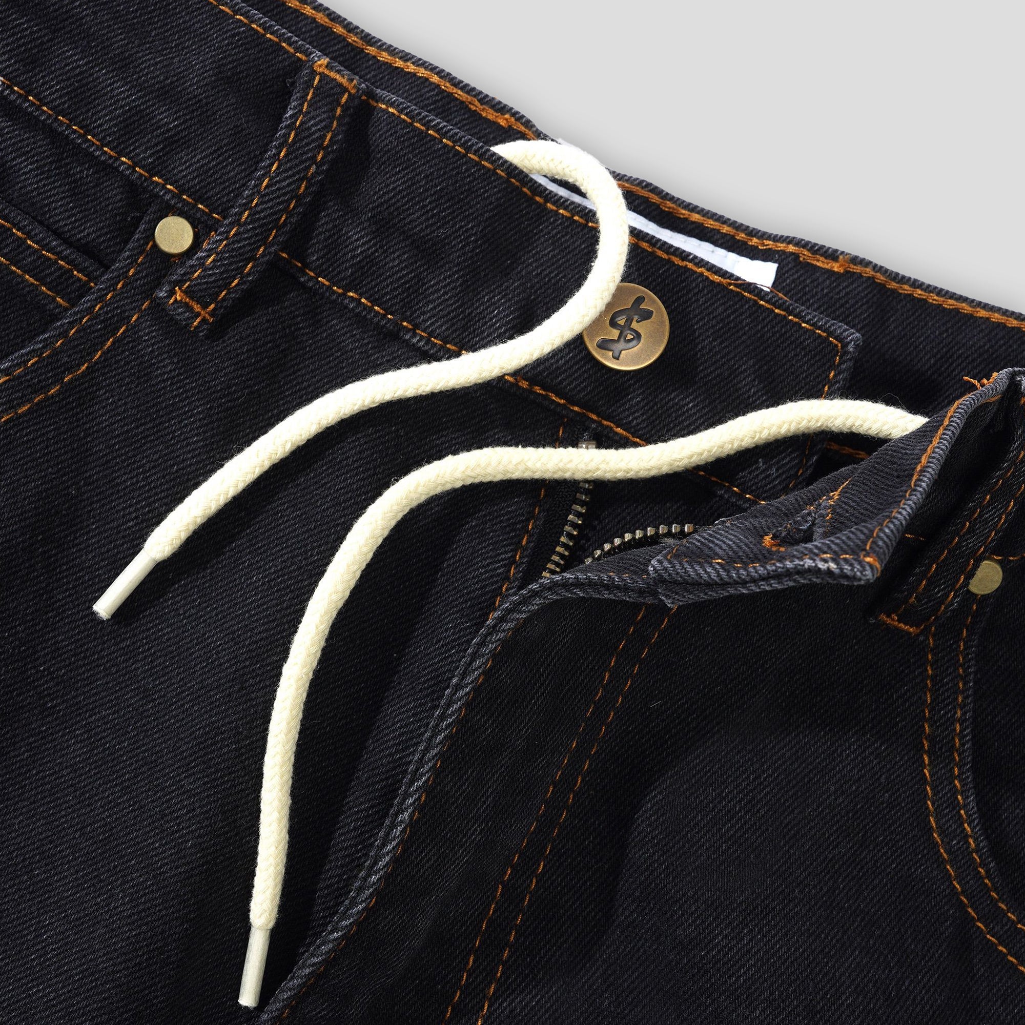 Cash Only Logo Baggy Denim Jeans - Washed Black