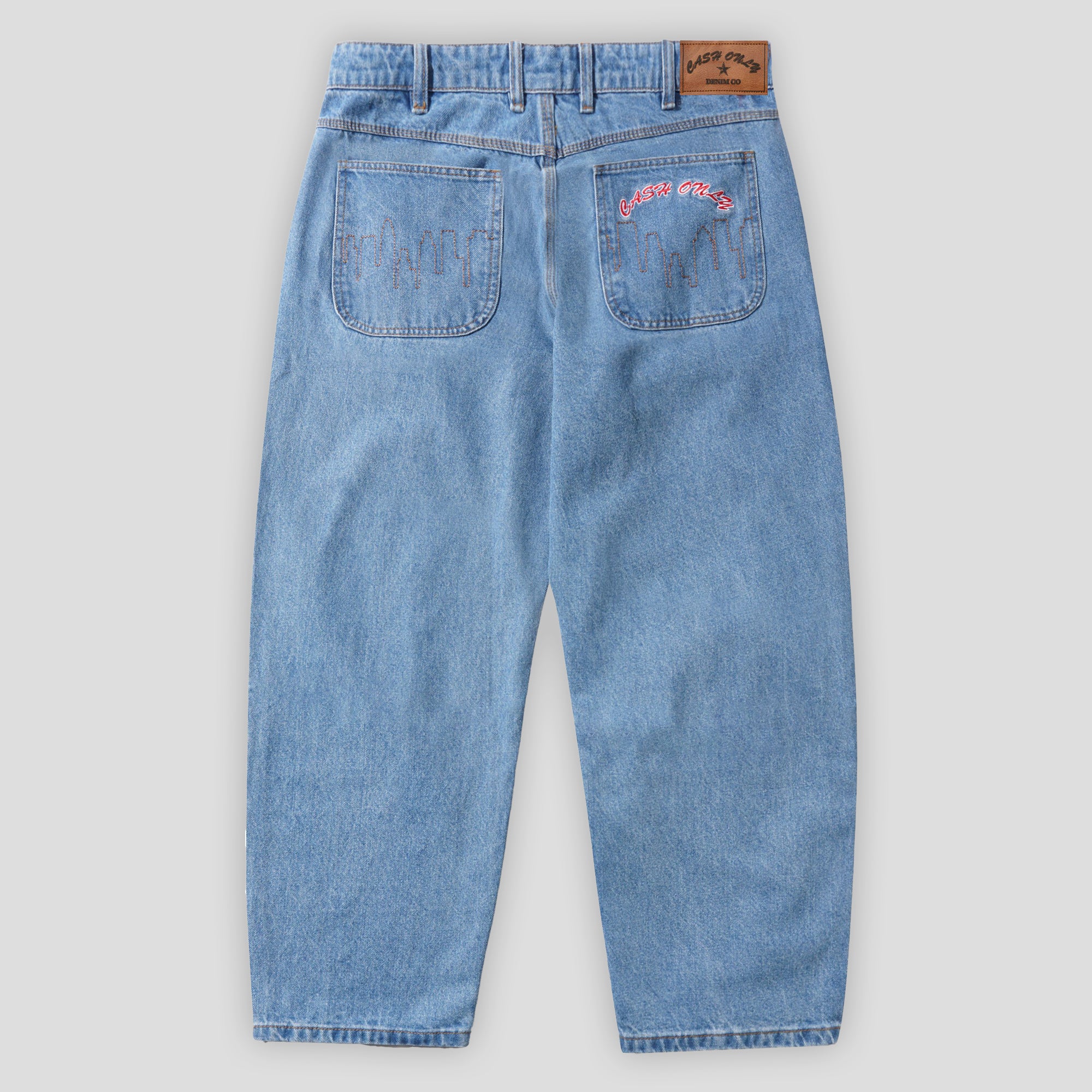 Cash Only Logo Baggy Denim Jeans - Washed Indigo – Pass~Port