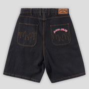 Cash Only Logo Denim Shorts - Washed Black
