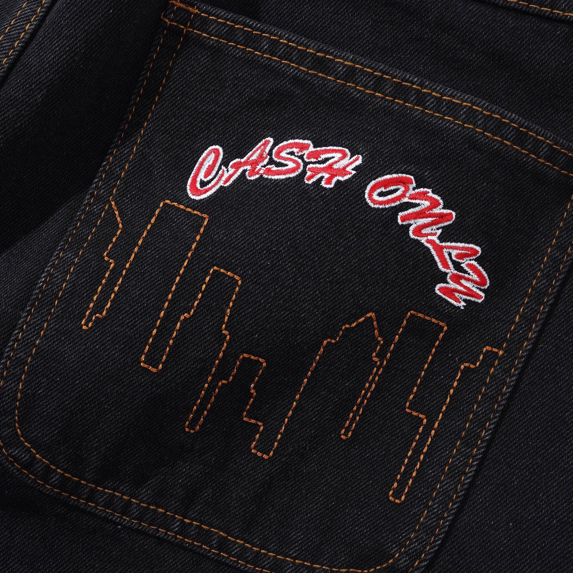 Cash Only Logo Denim Shorts - Washed Black
