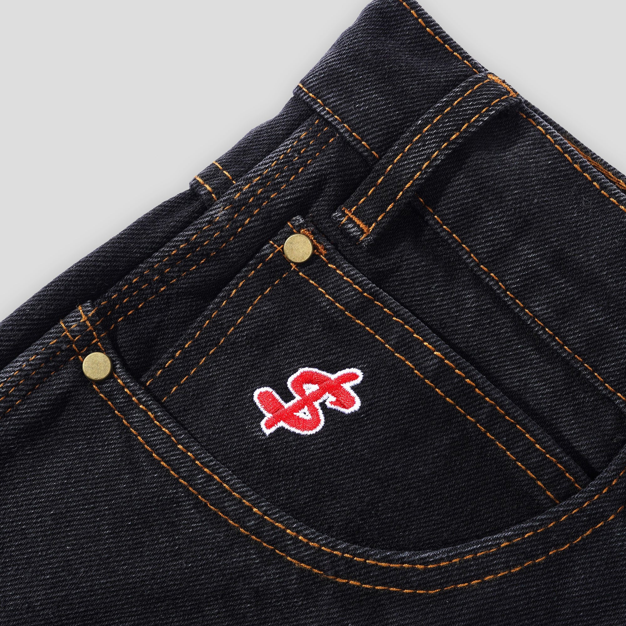 Cash Only Logo Denim Shorts - Washed Black