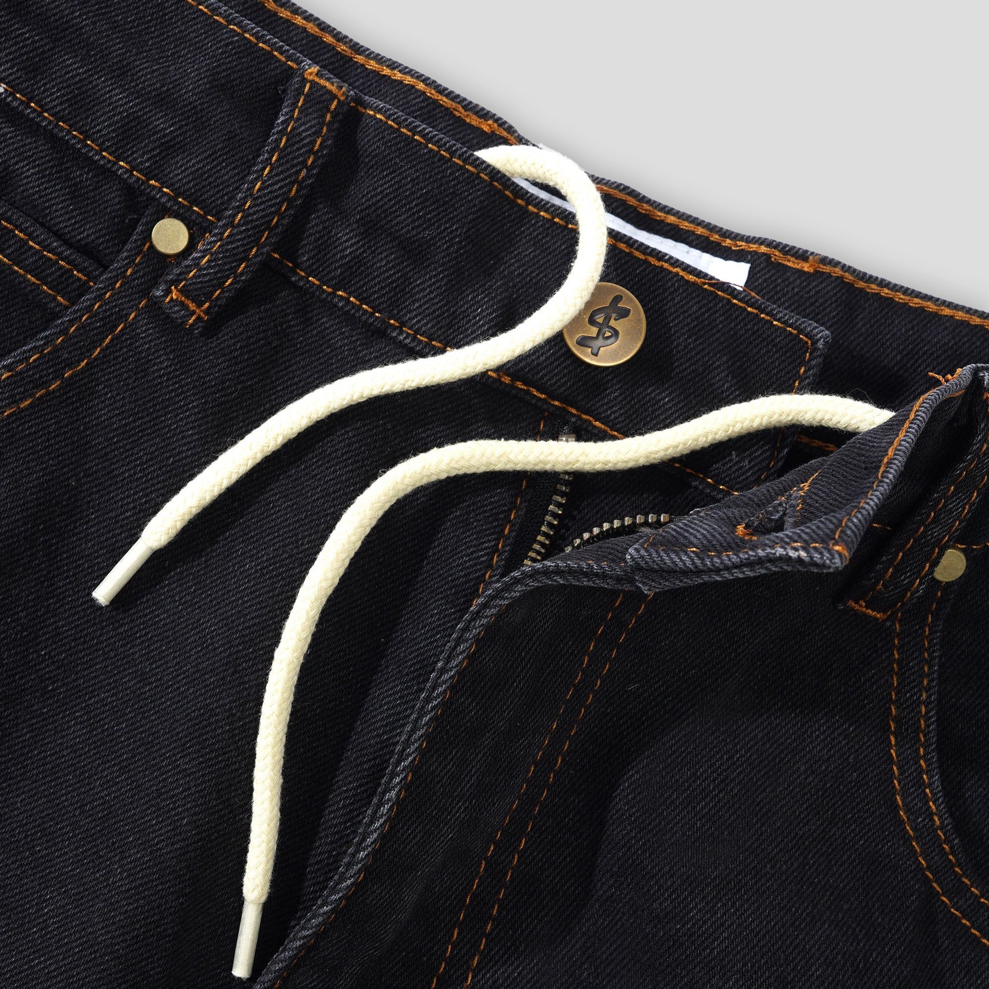 Cash Only Logo Denim Shorts - Washed Black