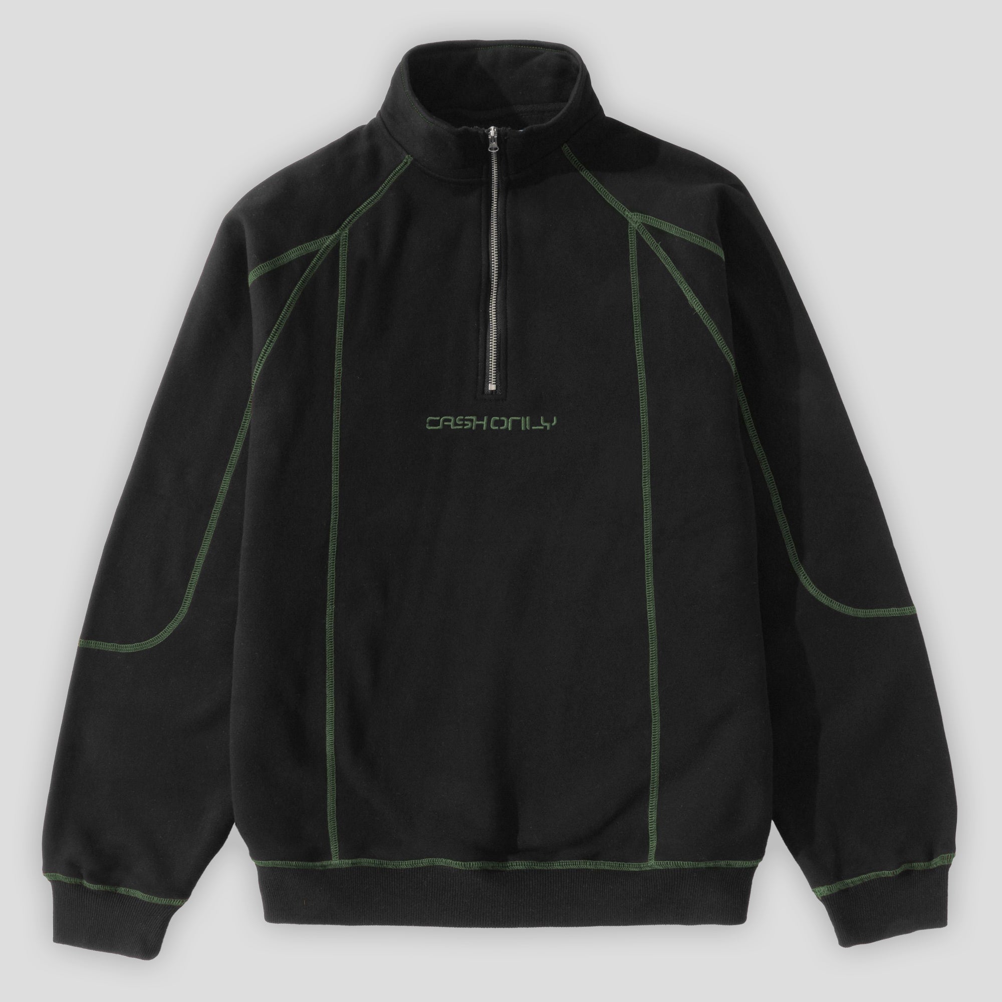 Cash Only Stencil Quarter Zip - Black