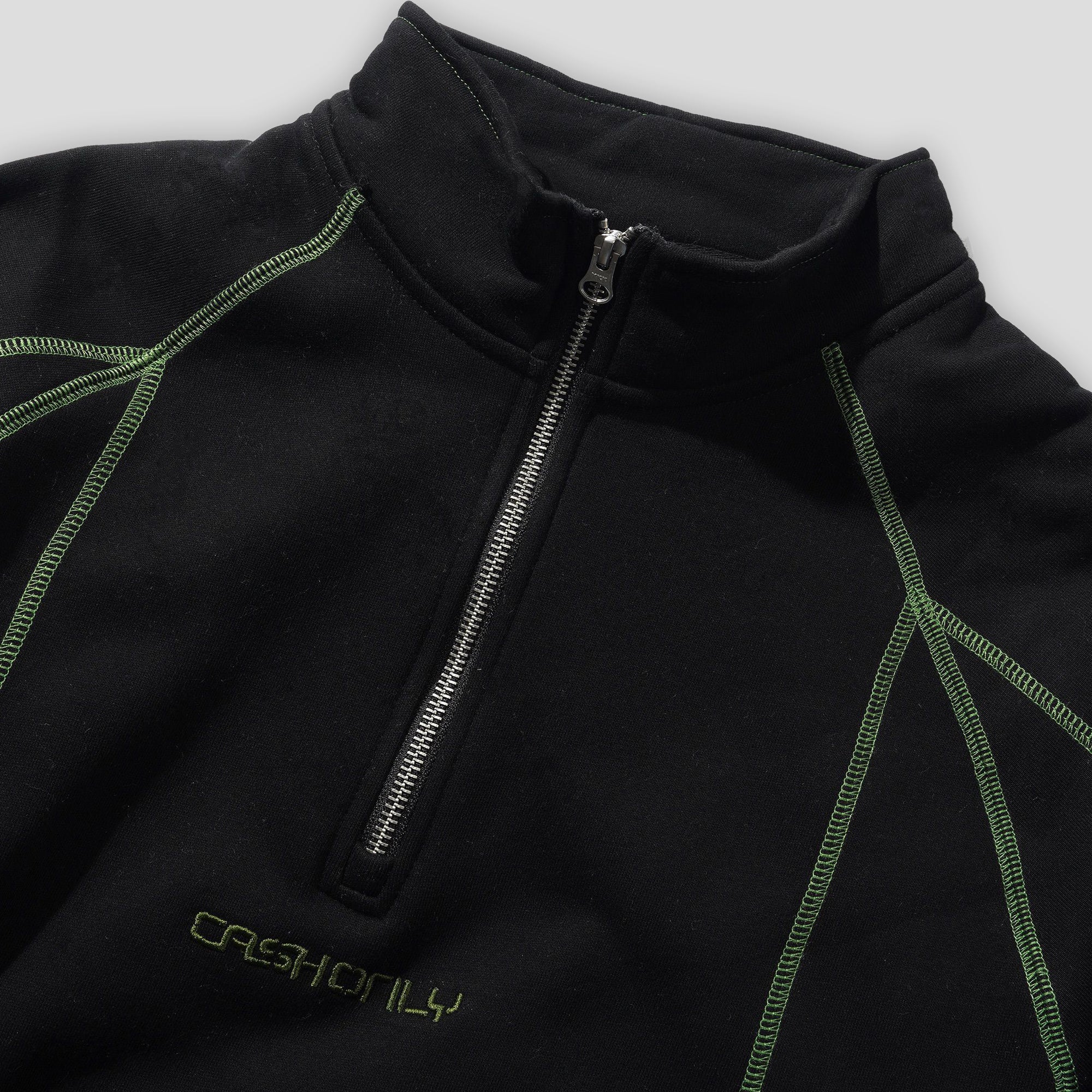 Cash Only Stencil Quarter Zip - Black