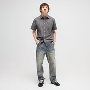 Pass~Port Workers Check Short Sleeve Shirt - Grey