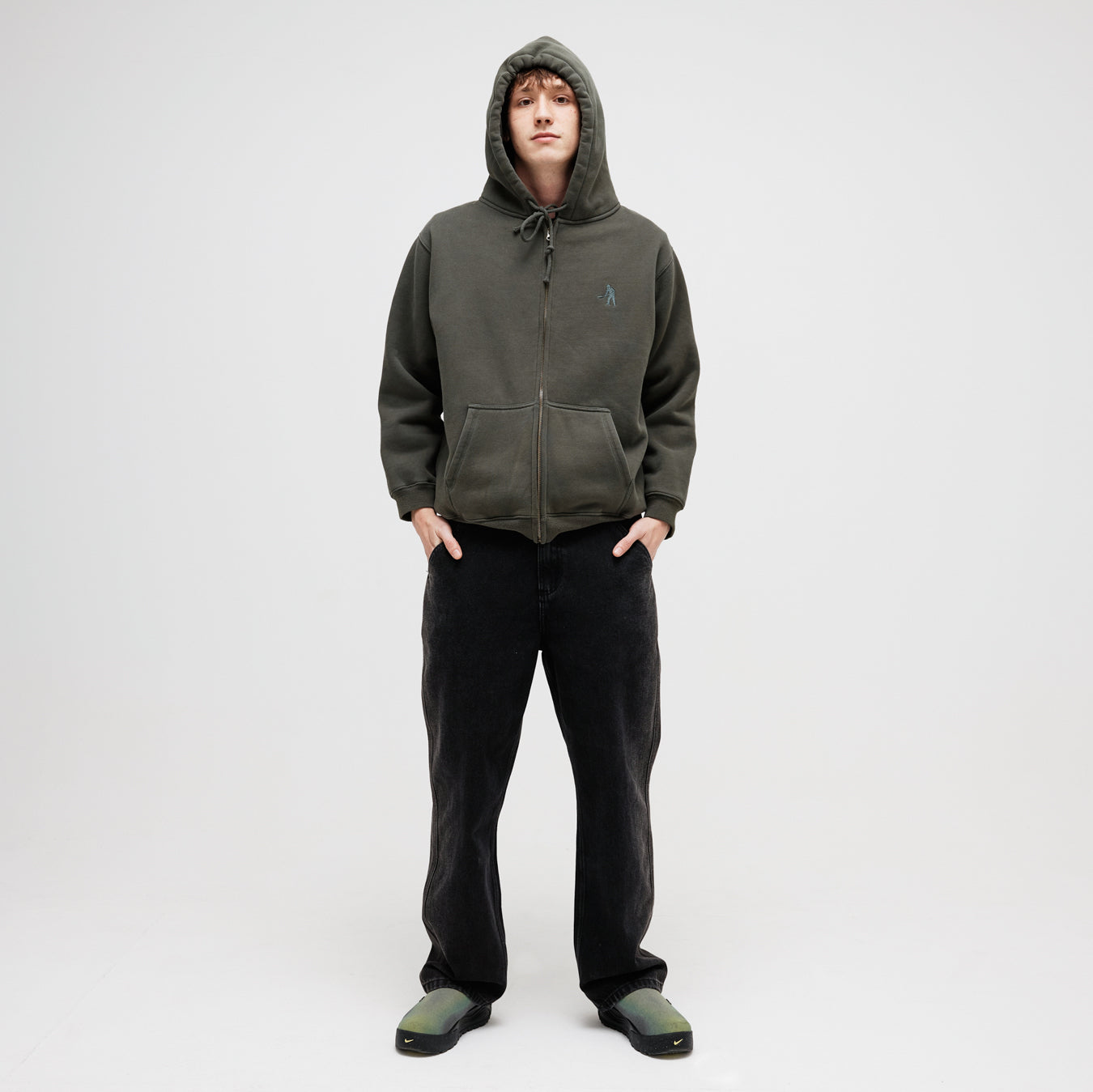 Pass~Port Solid Workers Zip Hood - Dark Elm